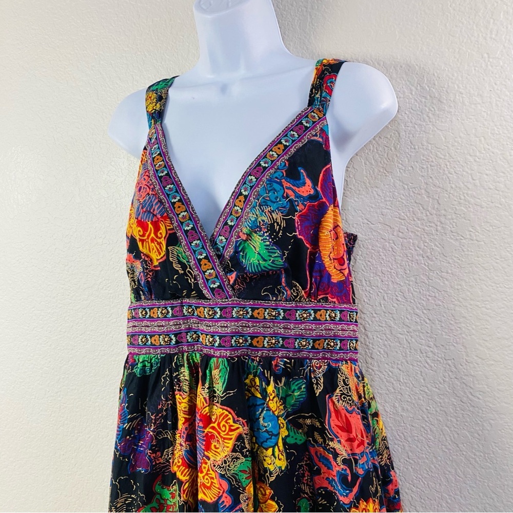 Ginger Mary Black Colorful Floral Sleeveless Fit & Flare Dress Size 38/M - Picture 2 of 9